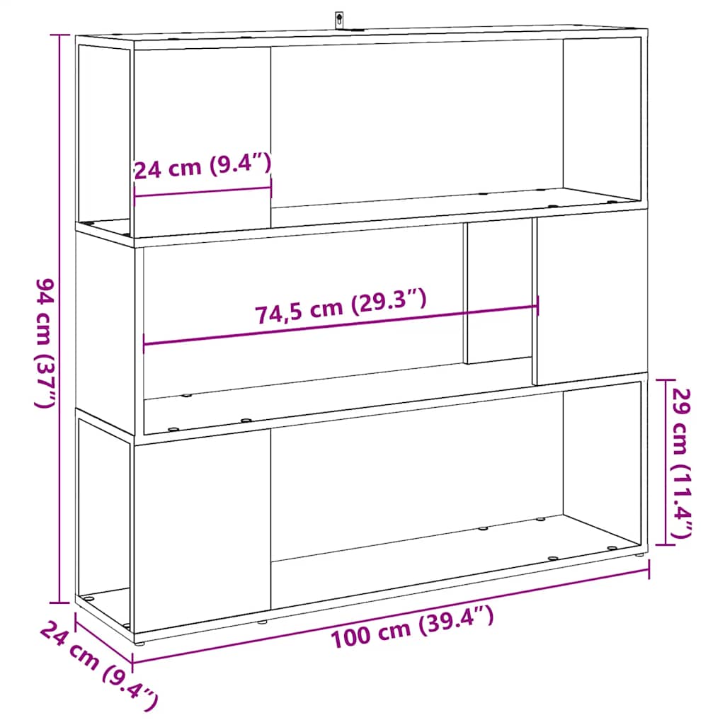 Bokhylle/Romdeler Artisan Eik 100X24X94 Cm