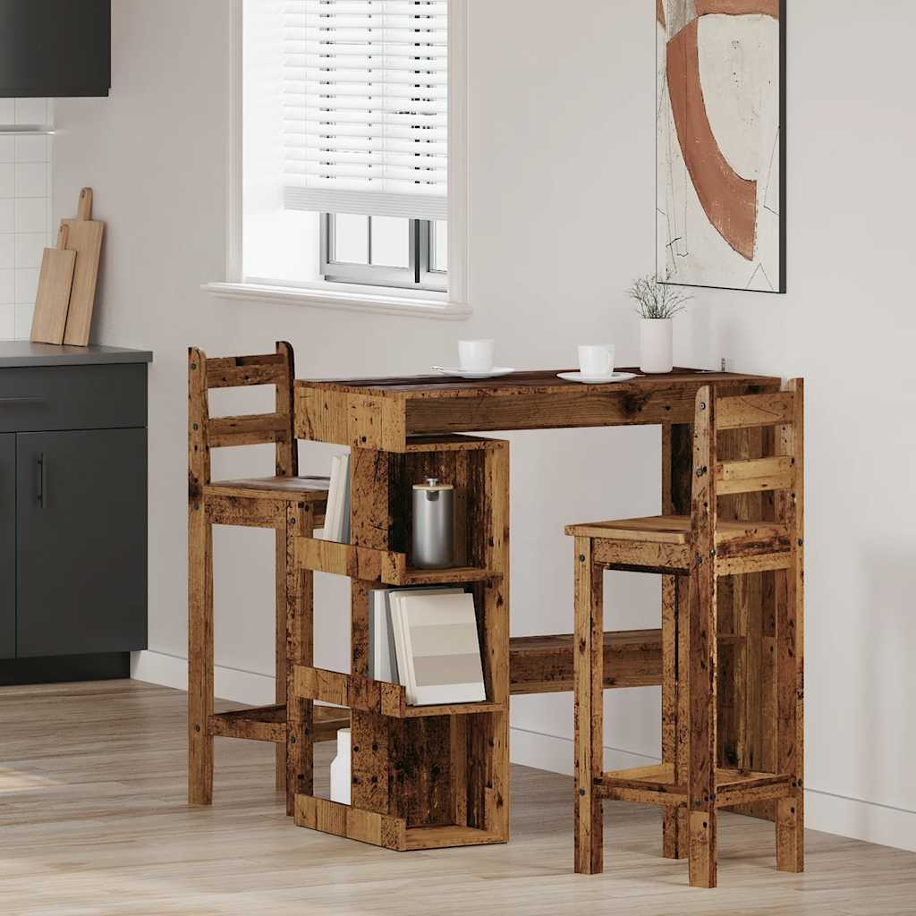 Barbord Med Oppbevaring Gammelt Tre 100X48X101,5 Cm
