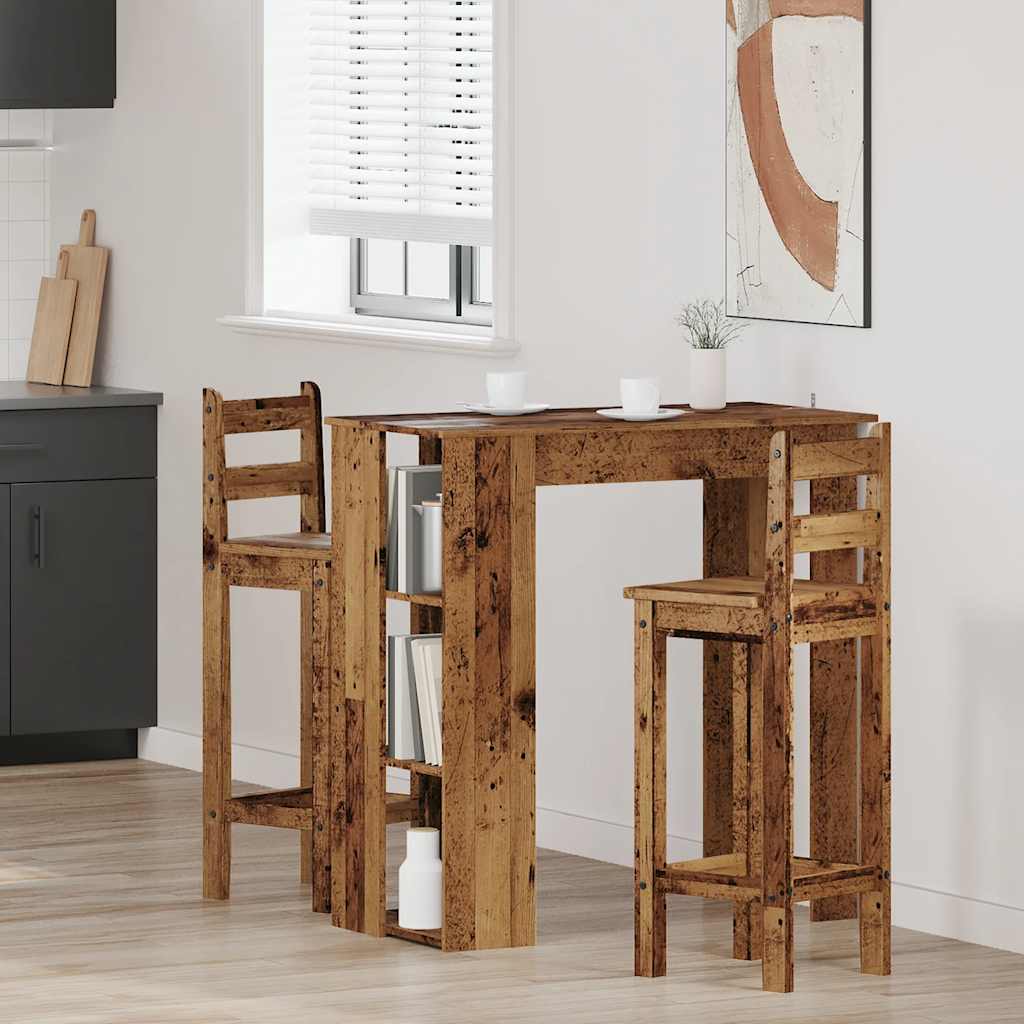 Barbord Med Hylle Gammelt Tre 102X50X103,5 Cm Konstruert Tre