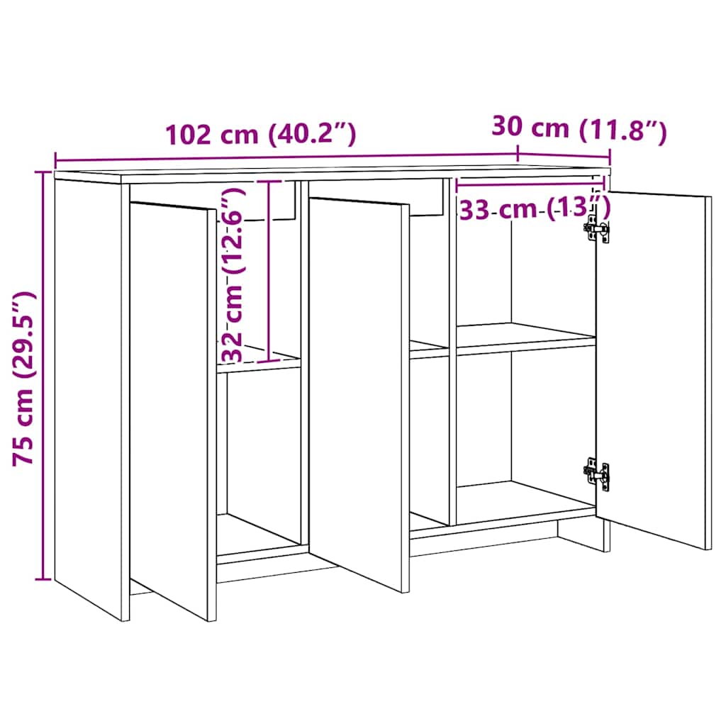 Skjenk Artisan Eik 102X33X75 Cm Konstruert Tre