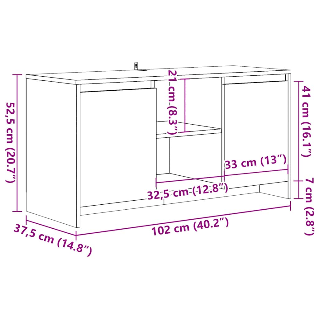 Tv-Benk Artisan Eik 102X37,5X52,5 Cm Konstruert Tre