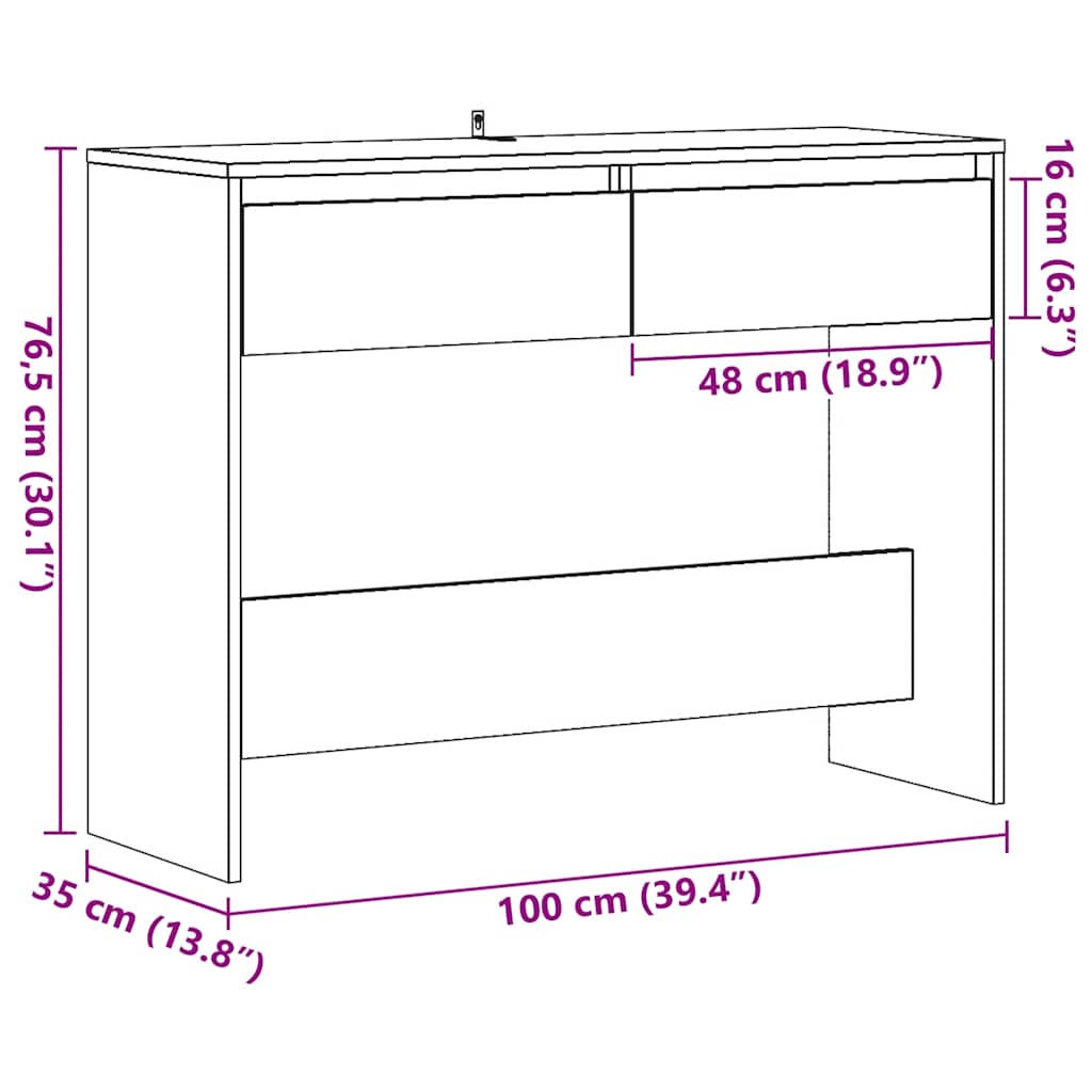 Konsollbord Artisan Eik 100X35X76,5 Cm Konstruert Tre