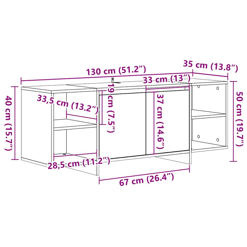 Tv-Benk Gammelt Tre 130X35X50 Cm Konstruert Tre