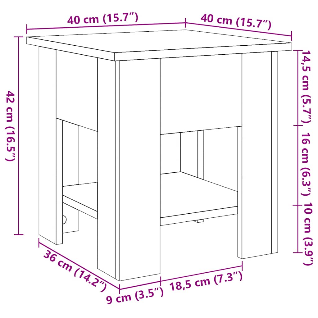 Salongbord Artisan Eik 40X40X42 Cm Konstruert Tre