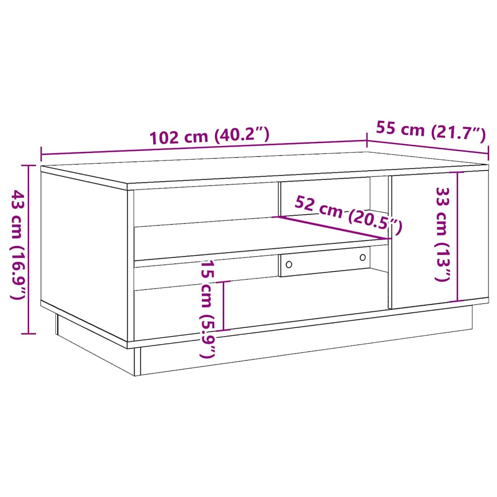 Salongbord Gammelt Tre 102X55X43 Cm Konstruert Tre