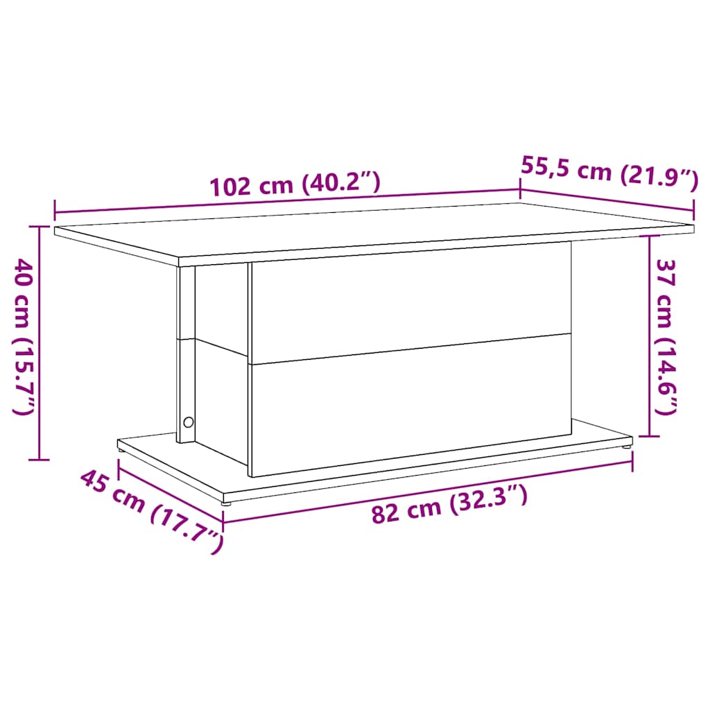 Salongbord Artisan Eik 102X55,5X40 Cm Konstruert Tre