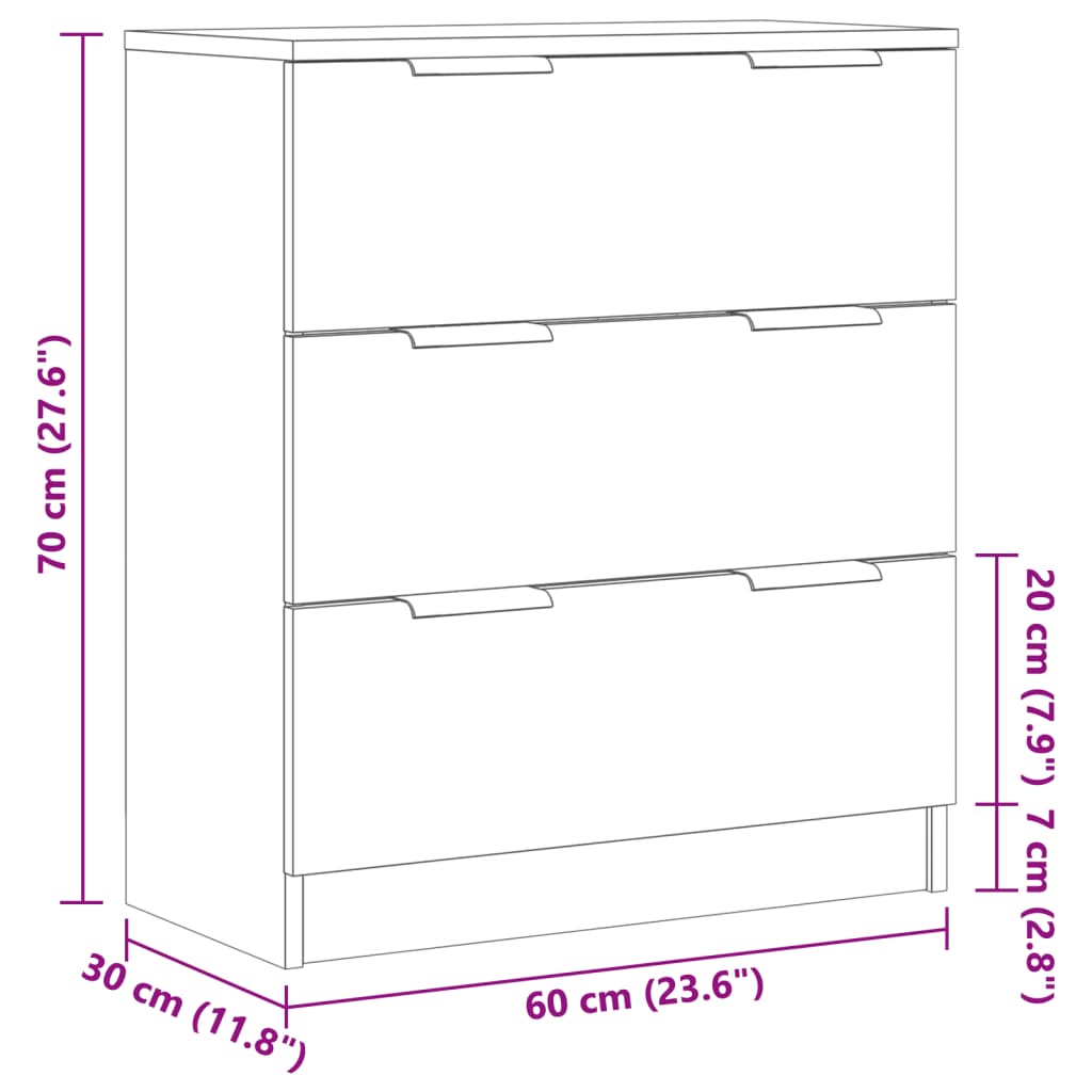 Skjenk Artisan Eik 60X30X70 Cm Konstruert Tre