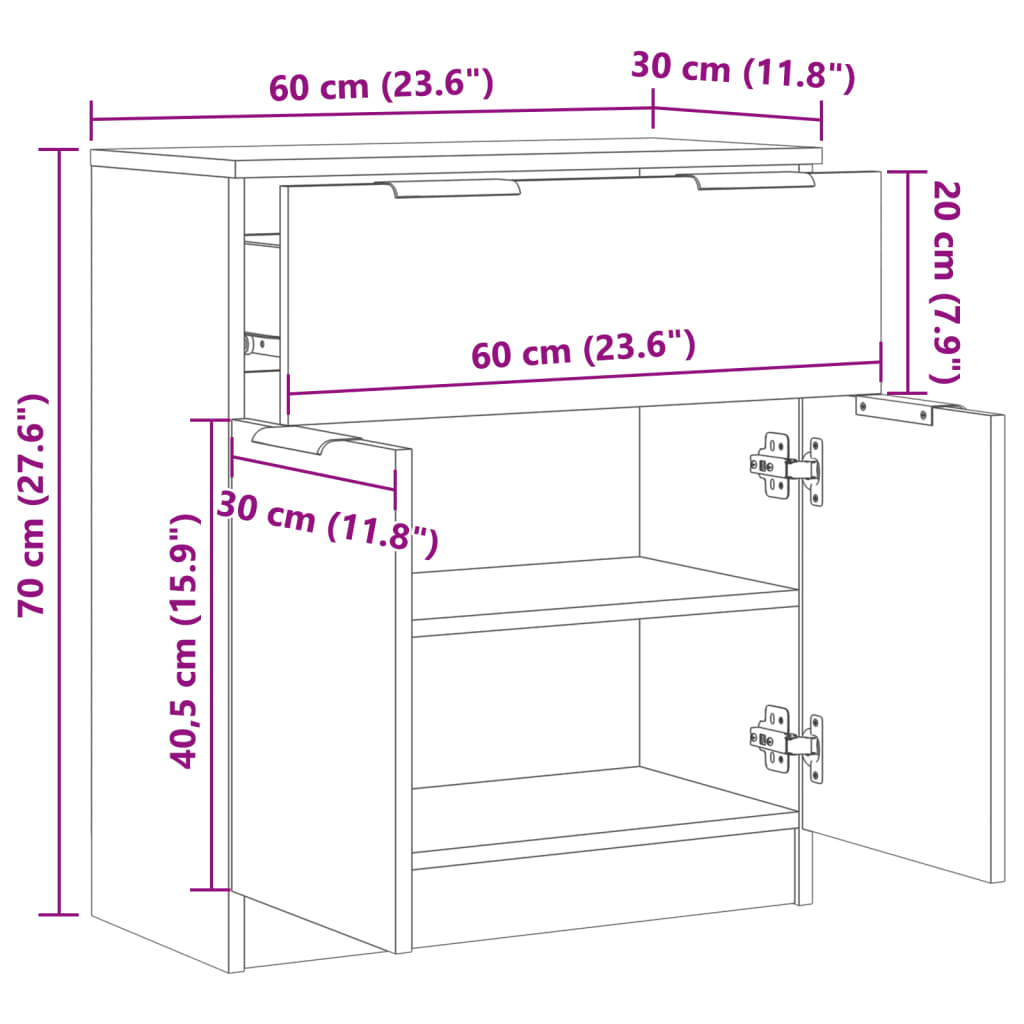 Skjenk Gammelt Tre 60X30X70 Cm Konstruert Tre