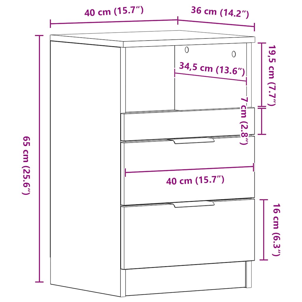 Nattbord Gammelt Tre 40X36X65 Cm Konstruert Tre
