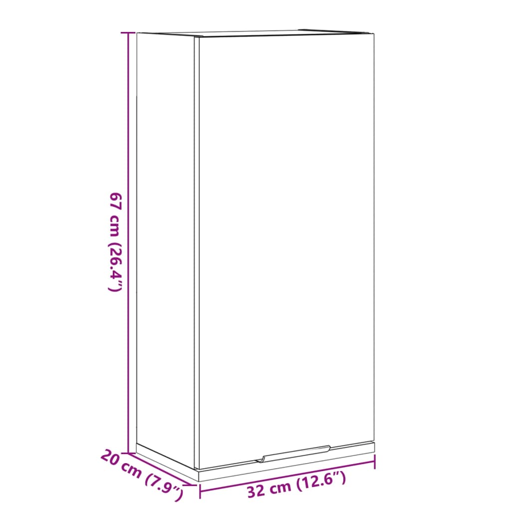 Vegghengt Baderomsskap Artisan Eik 32X20X67 Cm
