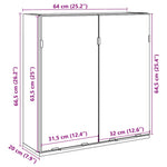 Baderomshylle Med Speil Gammelt Tre 64X20X66,5Cm Konstruert Tre