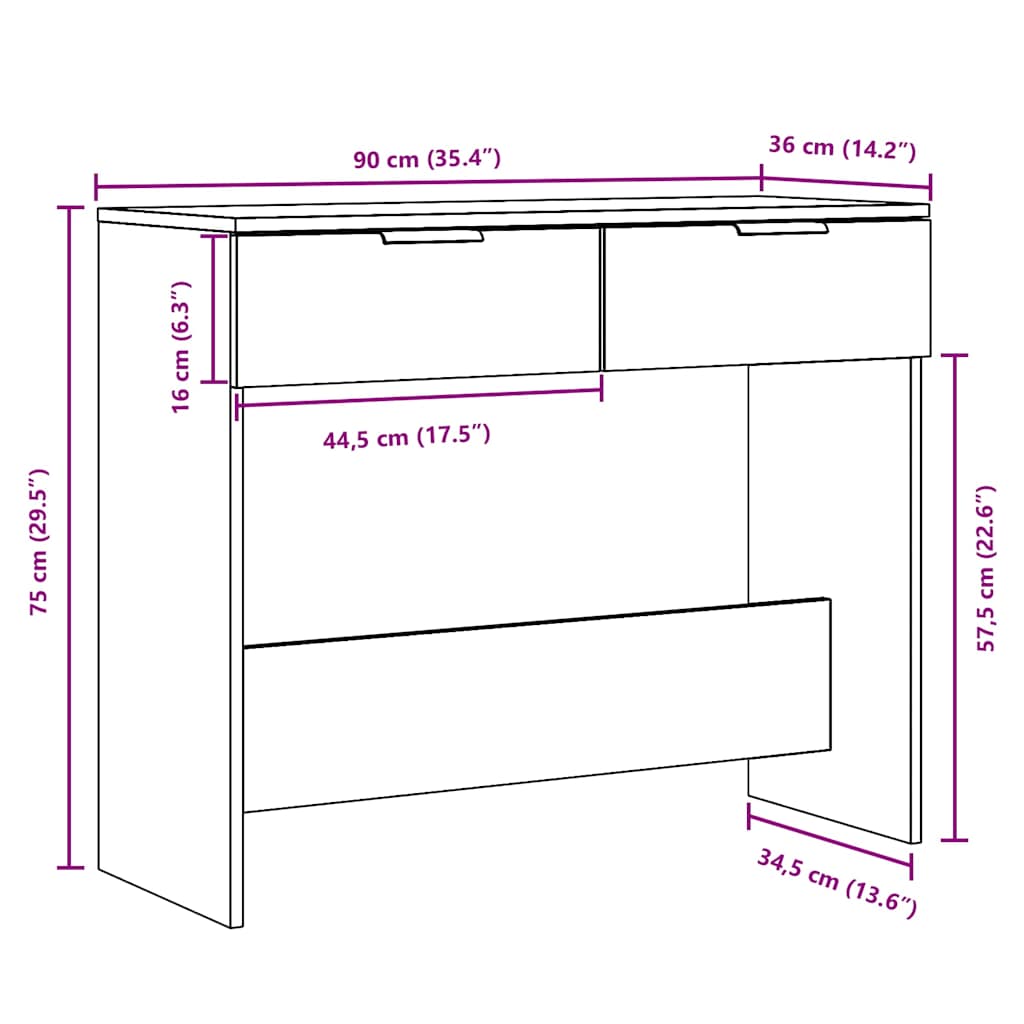 Konsollbord Gammelt Tre 90X36X75 Cm Konstruert Tre