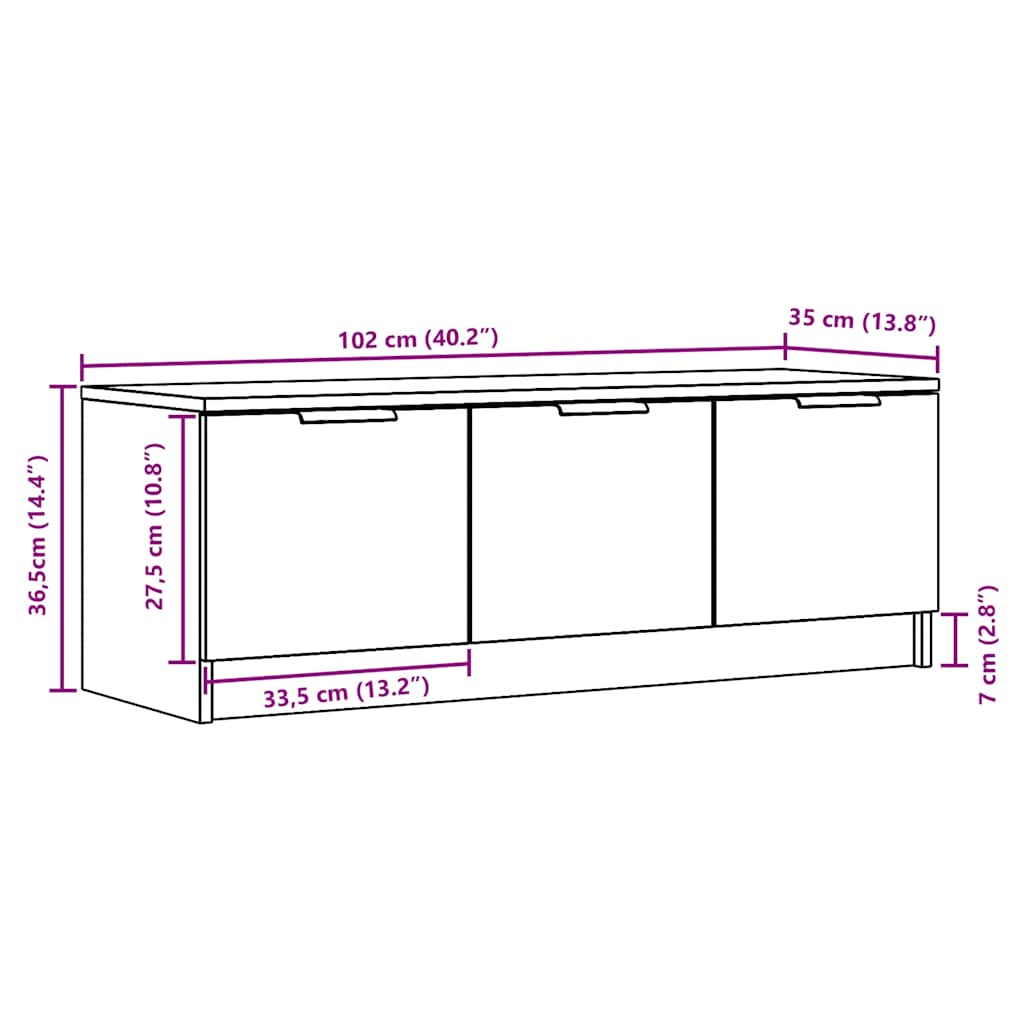 Tv-Benk Artisan Eik 102X35X36,5 Cm Konstruert Tre