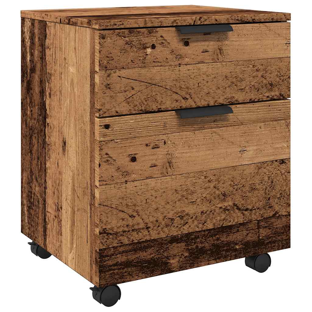 Mobilt Arkivskap Med Hjul Gammelt Tre 45X38X54Cm Konstruert Tre