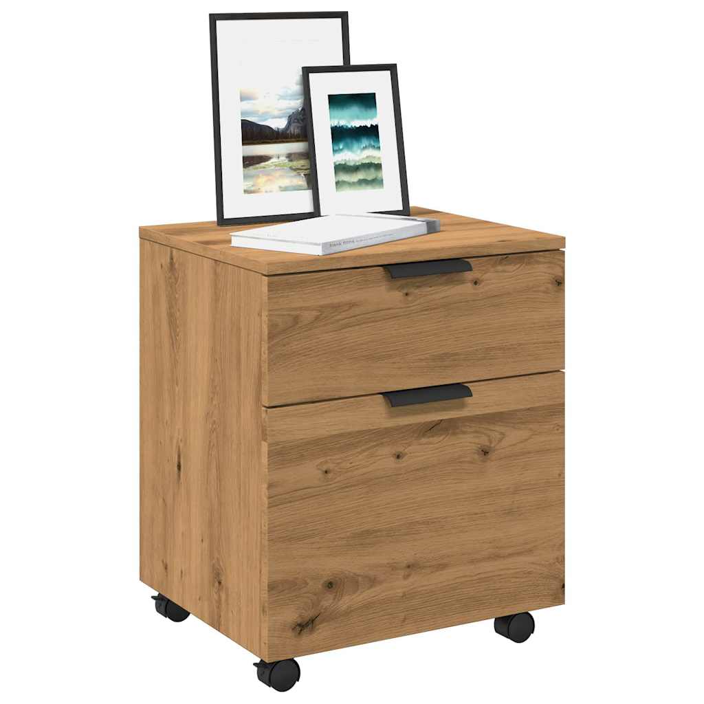 Mobilt Arkivskap Med Hjul Artisan Eik 45X38X54Cm Konstruert Tre