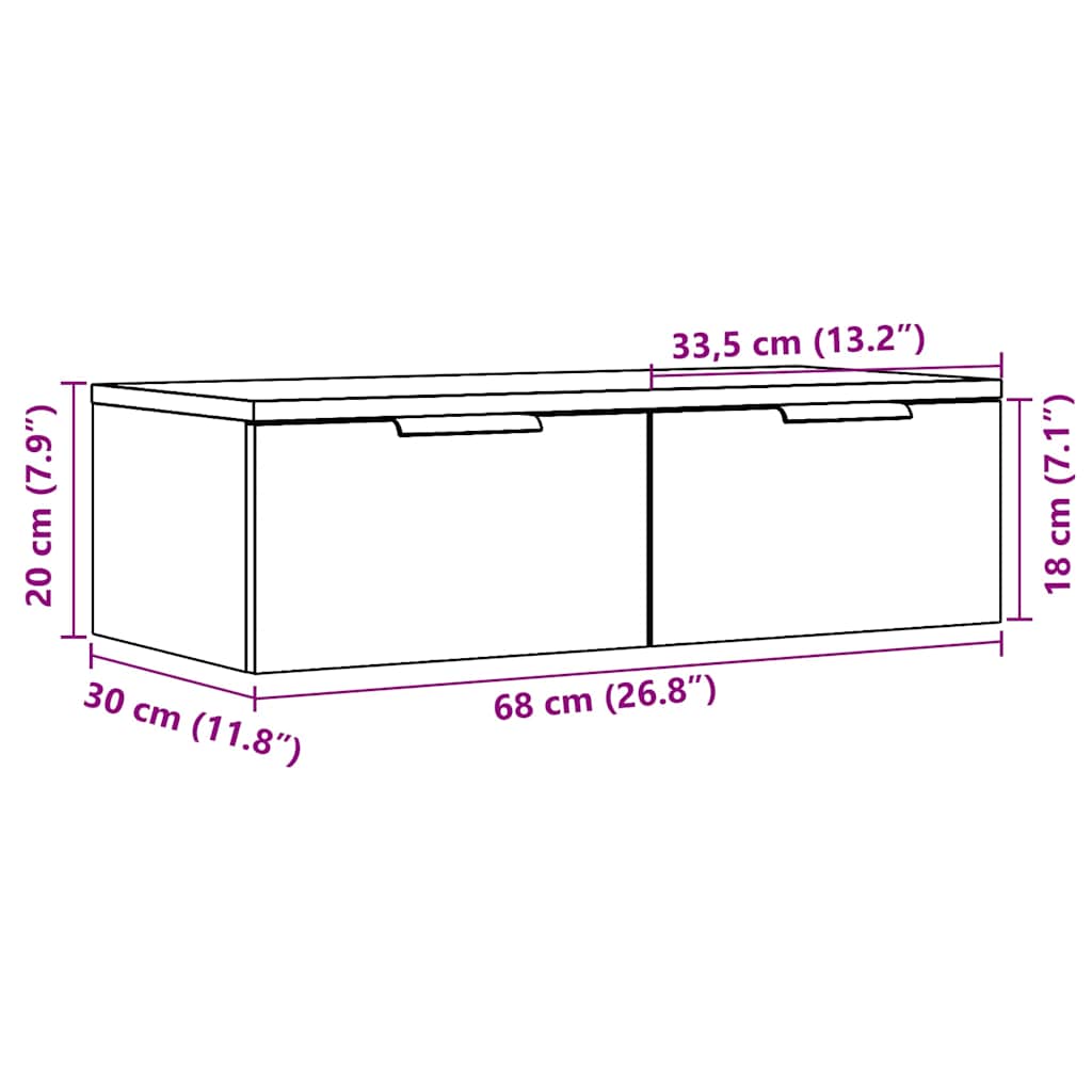 Veggskap Artisan Eik 68X30X20 Cm Konstruert Tre