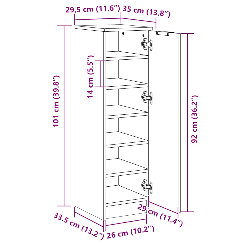 Skoskap Gammelt Tre 29,5X35X100,5 Cm Konstruert Tre