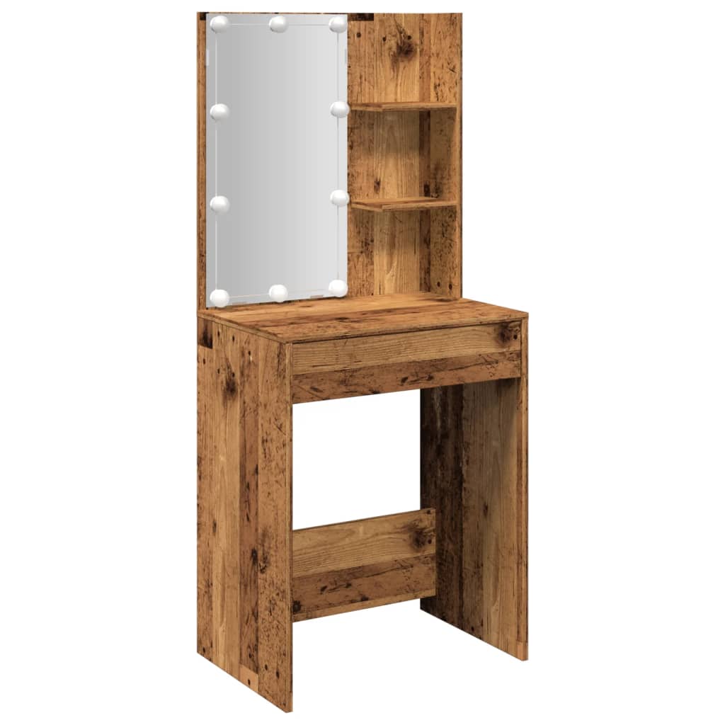 Sminkebord Med Led Gammelt Tre 60X40X140 Cm