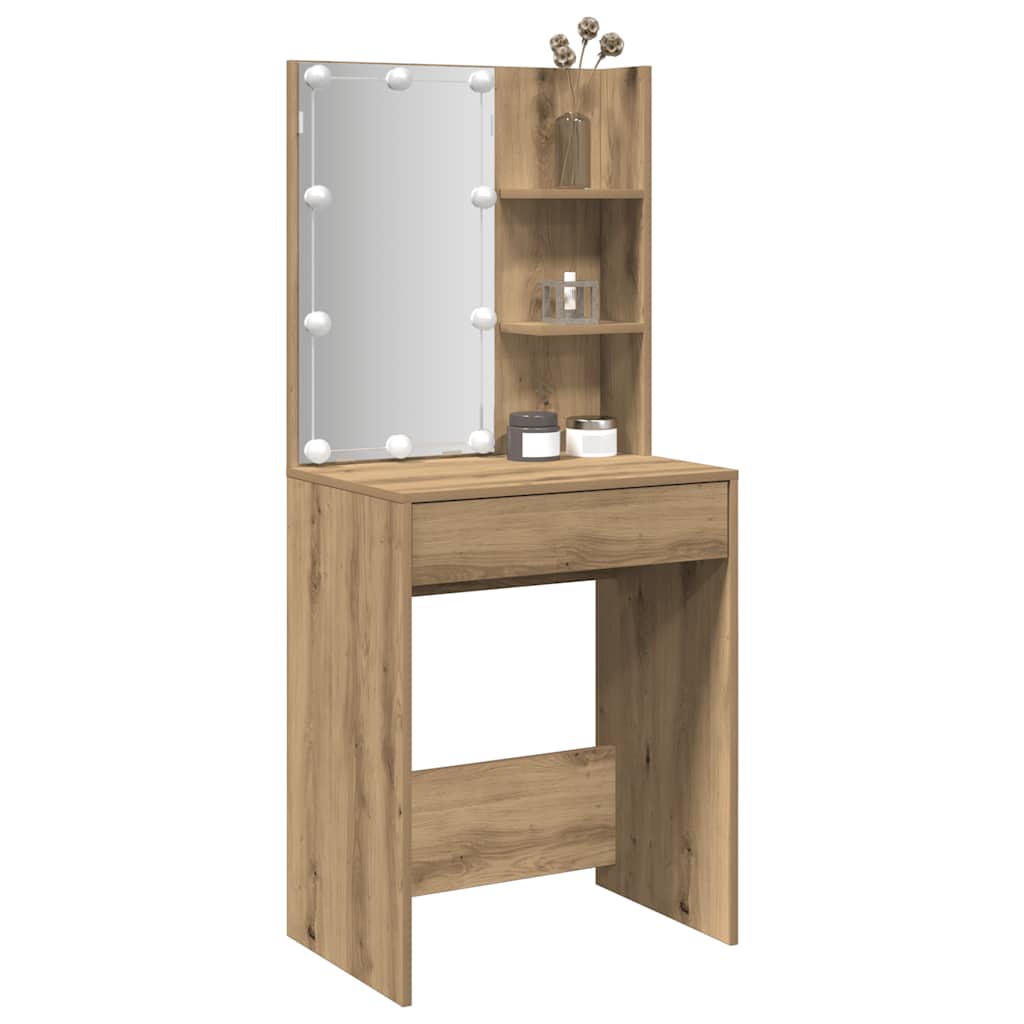 Sminkebord Med Led Artisan Eik 60X40X140 Cm