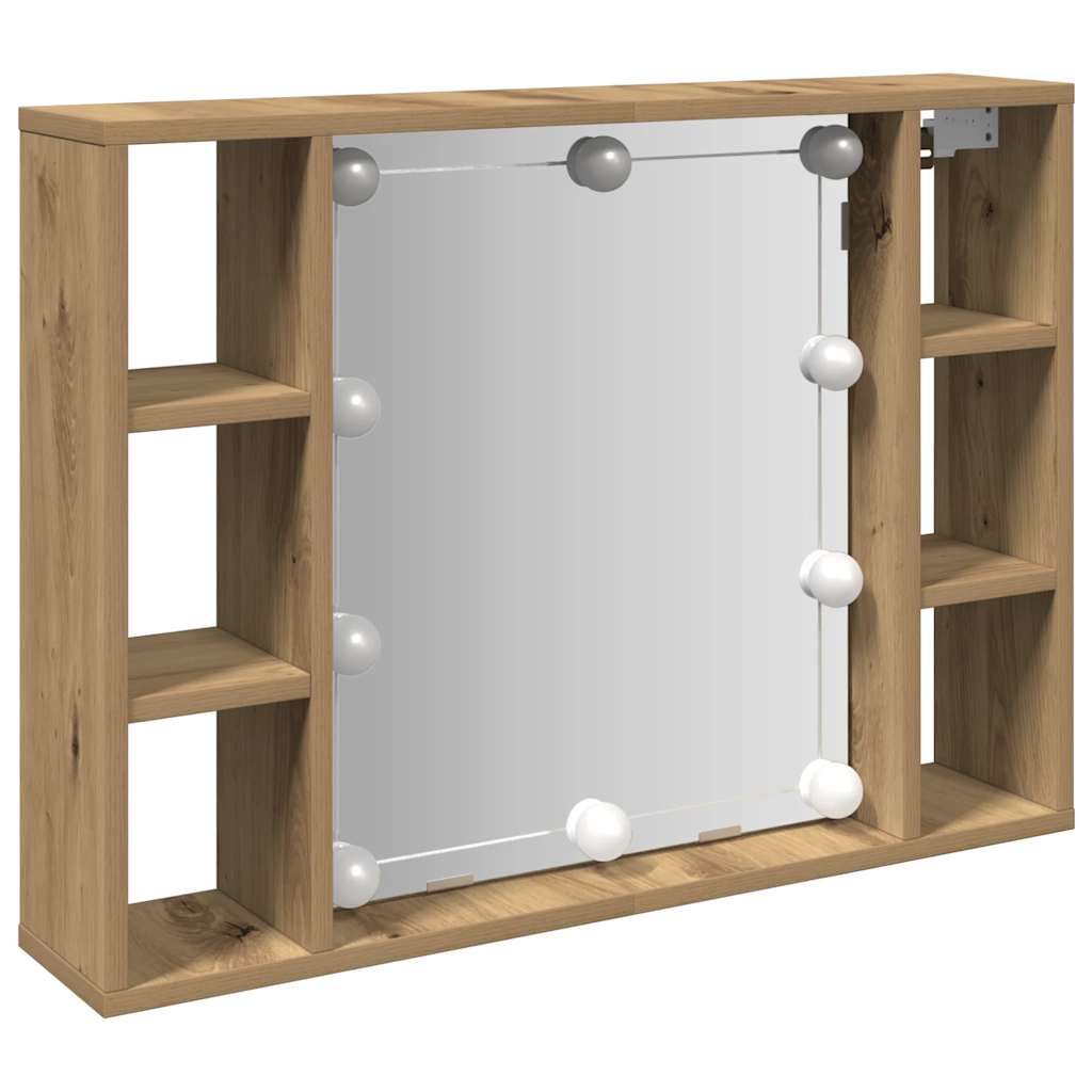 Sminkebord Med Led Artisan Eik 76X15X55 Cm Konstruert Tre