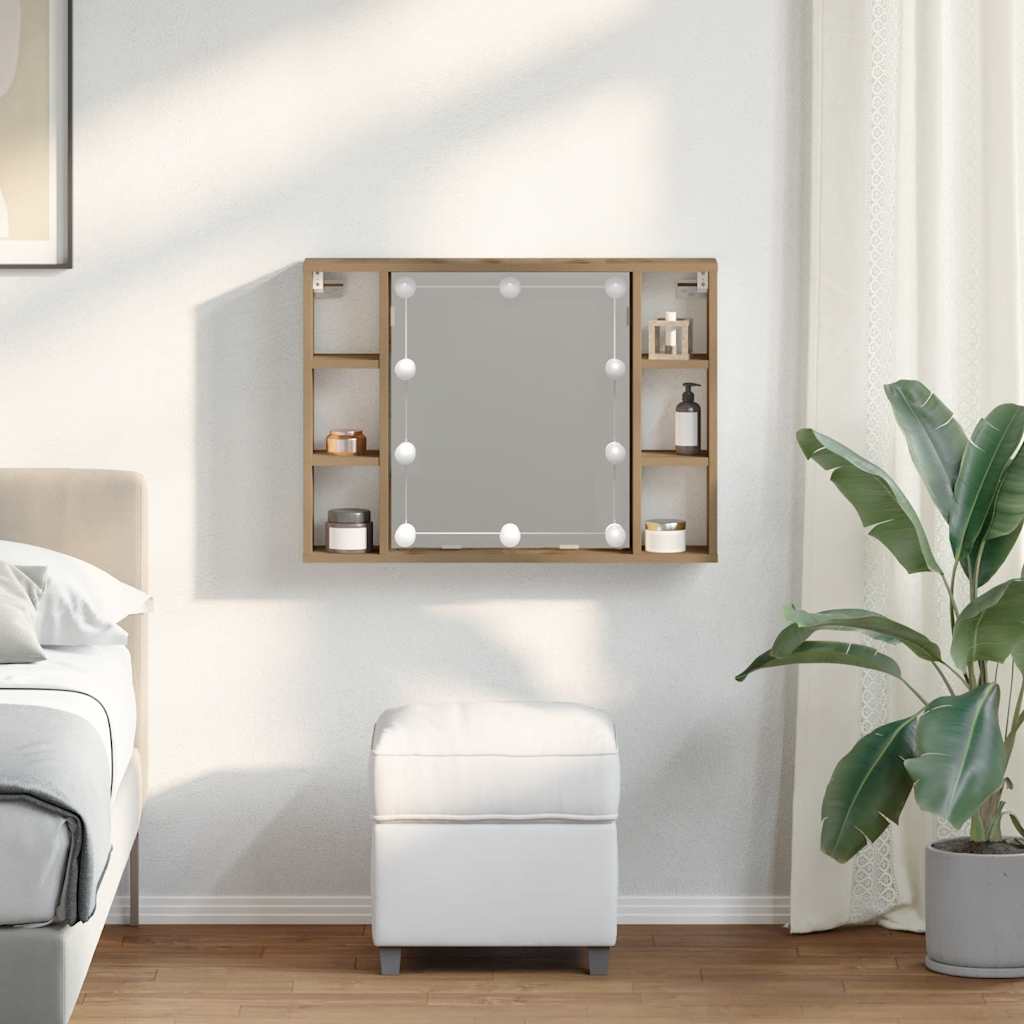 Sminkebord Med Led Artisan Eik 76X15X55 Cm Konstruert Tre