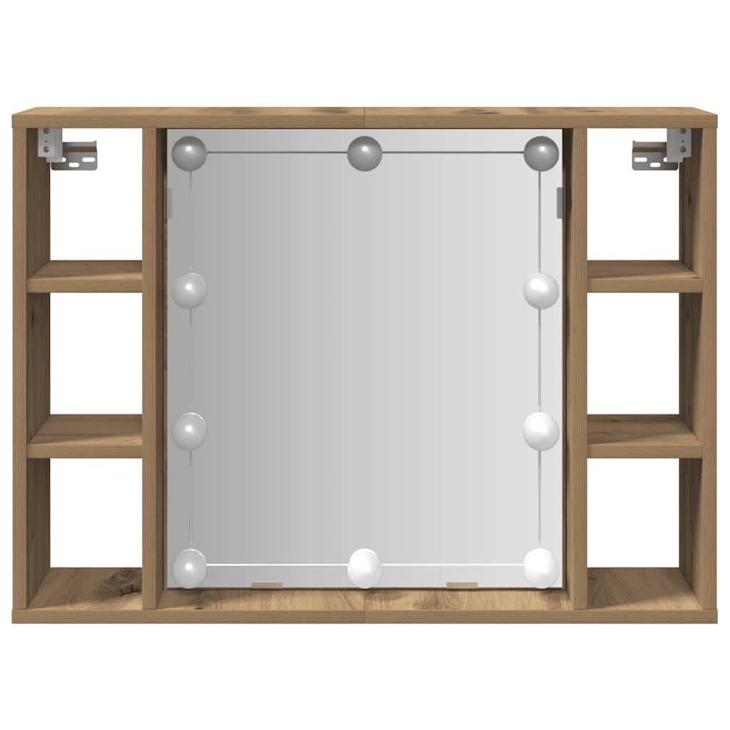 Sminkebord Med Led Artisan Eik 76X15X55 Cm Konstruert Tre