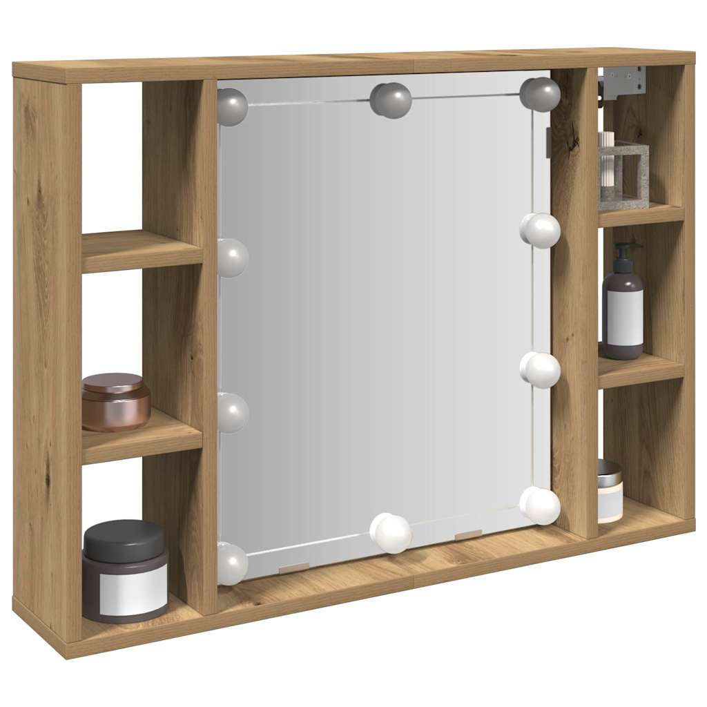 Sminkebord Med Led Artisan Eik 76X15X55 Cm Konstruert Tre