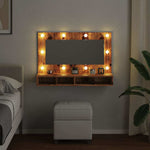 Speilskap Med Led Gammelt Tre 90X31,5X62 Cm