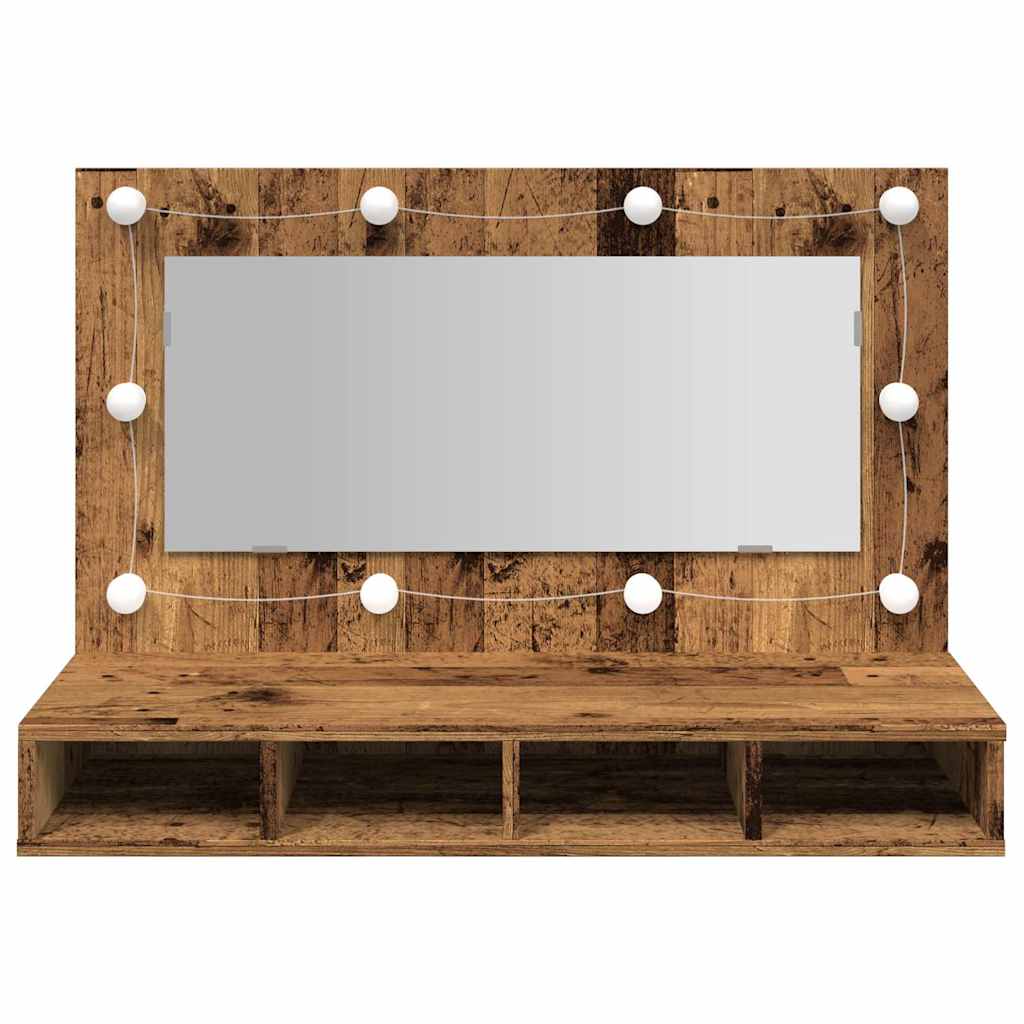 Speilskap Med Led Gammelt Tre 90X31,5X62 Cm