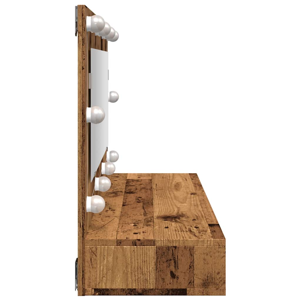 Speilskap Med Led Gammelt Tre 90X31,5X62 Cm