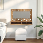Speilskap Med Led Artisan Eik 90X31,5X62 Cm