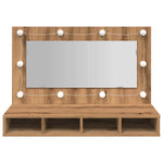 Speilskap Med Led Artisan Eik 90X31,5X62 Cm