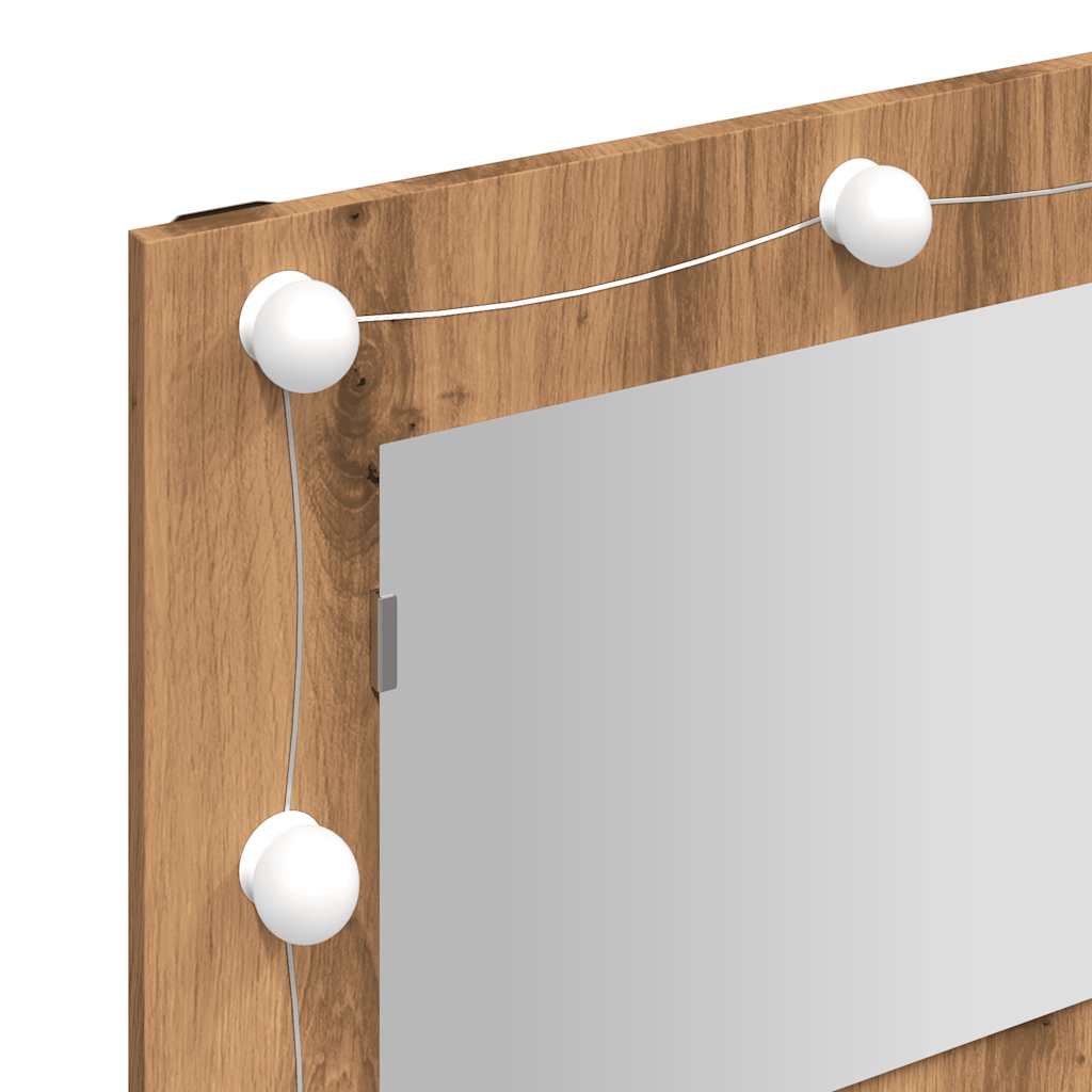 Speilskap Med Led Artisan Eik 90X31,5X62 Cm