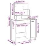 Sminkebord Med Speil Gammelt Tre 86,5X35X136 Cm