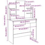 Sminkebord Med Speil Gammelt Tre 96X39X142 Cm