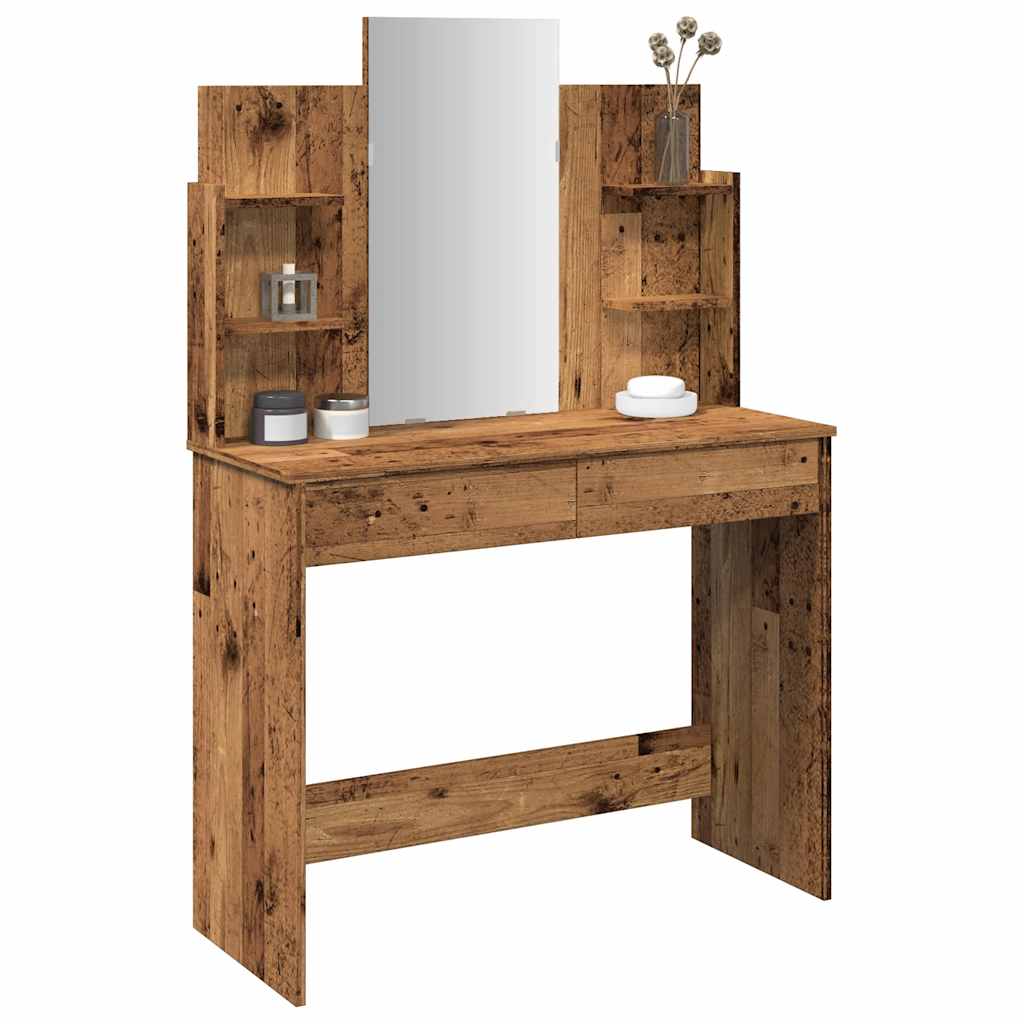 Sminkebord Med Speil Gammelt Tre 96X39X142 Cm
