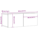 Veggmonterte Tv-Benker 2 Stk Gammelt Tre 80X30X30 Cm