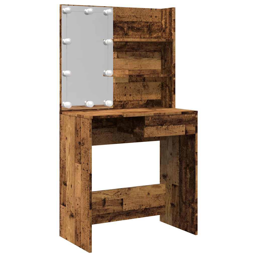 Sminkebord Med Led Gammelt Tre 74,5X40X141 Cm