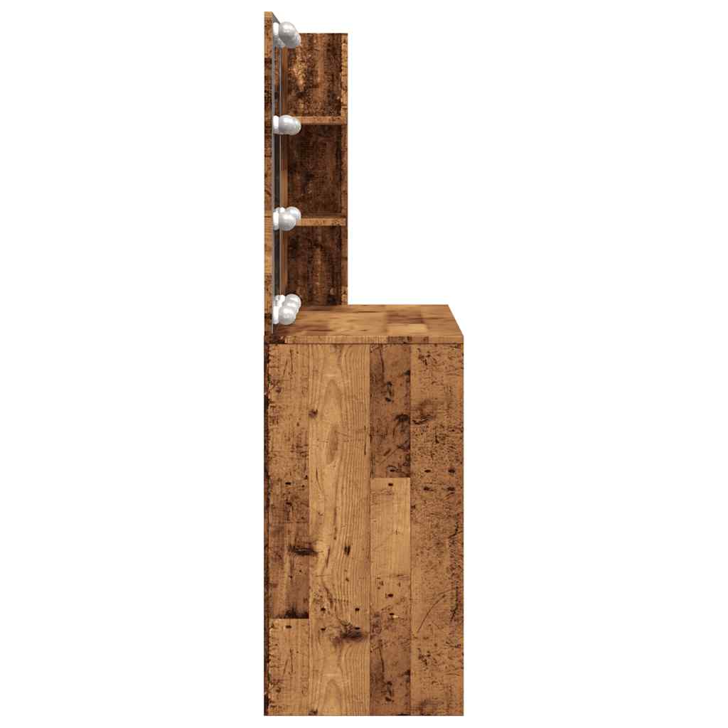Sminkebord Med Led Gammelt Tre 74,5X40X141 Cm