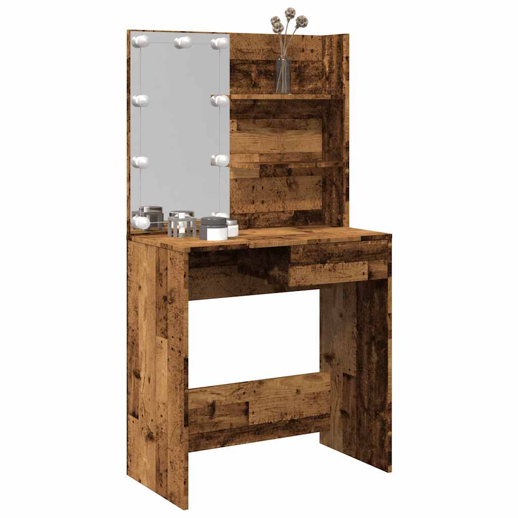 Sminkebord Med Led Gammelt Tre 74,5X40X141 Cm
