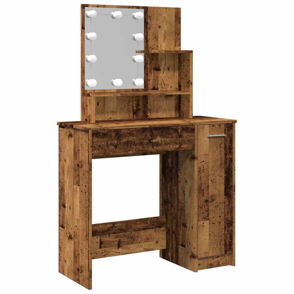 Sminkebord Med Led Gammelt Tre 86,5X35X136 Cm