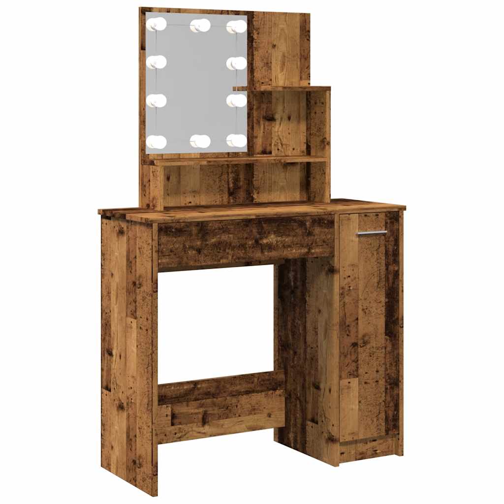 Sminkebord Med Led Gammelt Tre 86,5X35X136 Cm