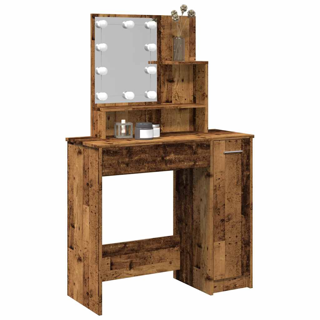 Sminkebord Med Led Gammelt Tre 86,5X35X136 Cm