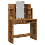 Sminkebord Med Led Gammelt Tre 96X40X142 Cm