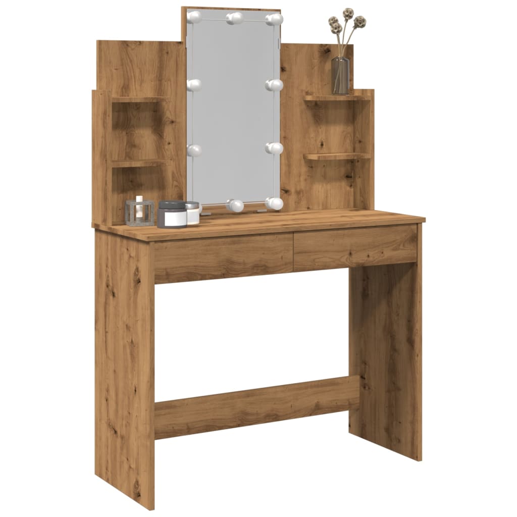 Sminkebord Med Led Artisan Eik 96X40X142 Cm