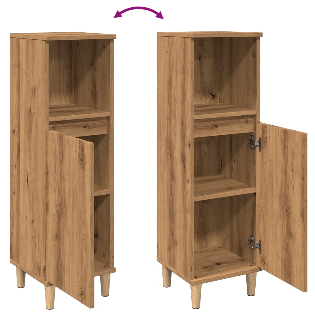 Baderomsskap Artisan Eik 30X30X100 Cm Konstruert Tre