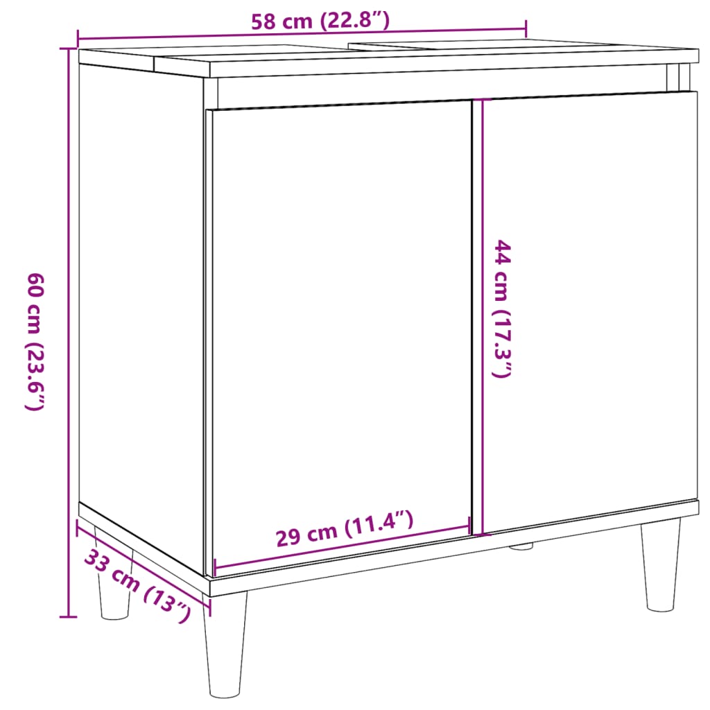 Servantskap Betonggrå 58X33X60 Cm Konstruert Tre