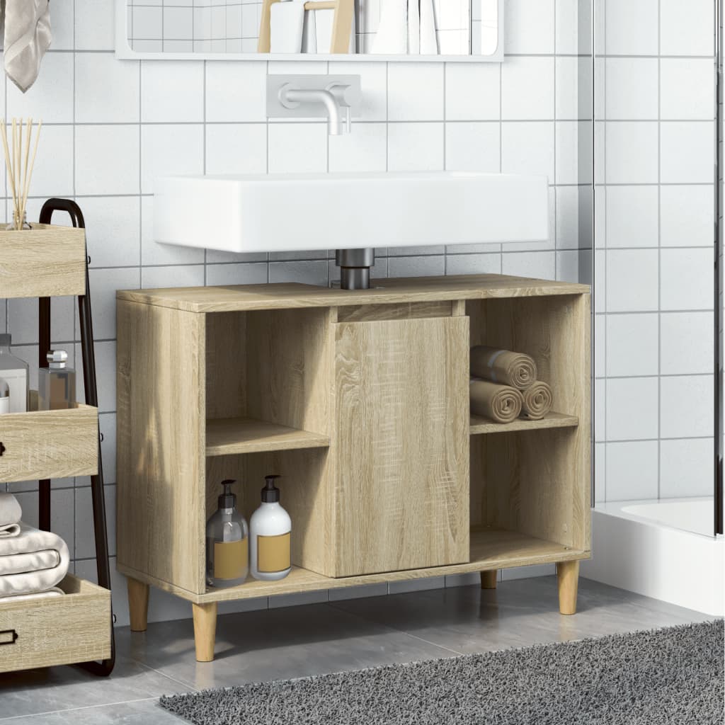 Baderomsskap Høyglans Hvit 80X33X60 Cm Konstruert Tre