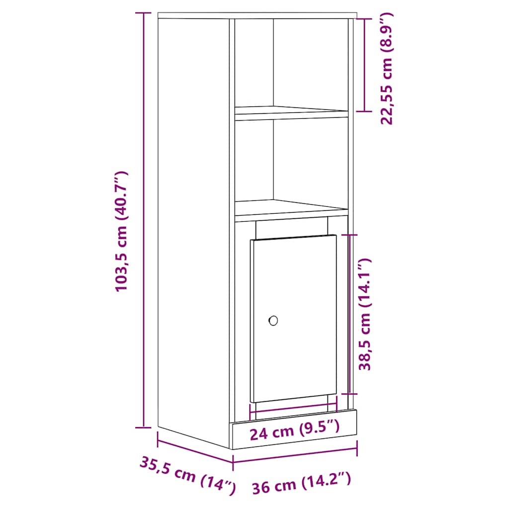 Highboard Artisan Eik 36X35,5X103,5 Cm Konstruert Tre