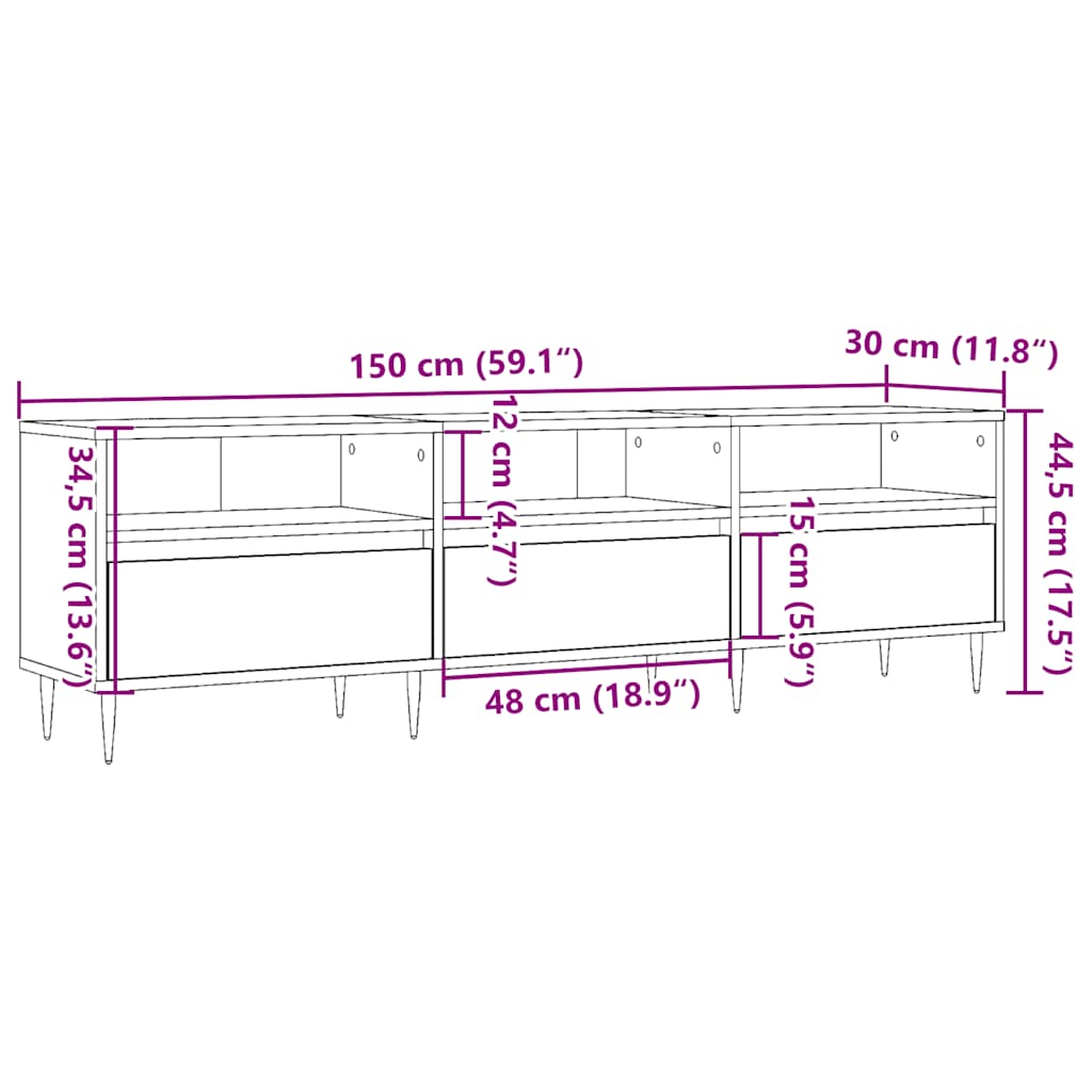 Tv-Benk Artisan Eik 150X30X44,5 Cm Konstruert Tre